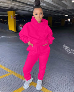 2021 Winter Two Piece Set Women Fleece Long Sleeve Top Hoodie Sweatshirts Sweatpants Pants Jogging Femme Hoodies Tracksuits - A Woman Knows Best