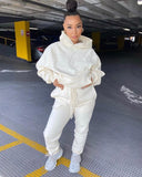 2021 Winter Two Piece Set Women Fleece Long Sleeve Top Hoodie Sweatshirts Sweatpants Pants Jogging Femme Hoodies Tracksuits - A Woman Knows Best