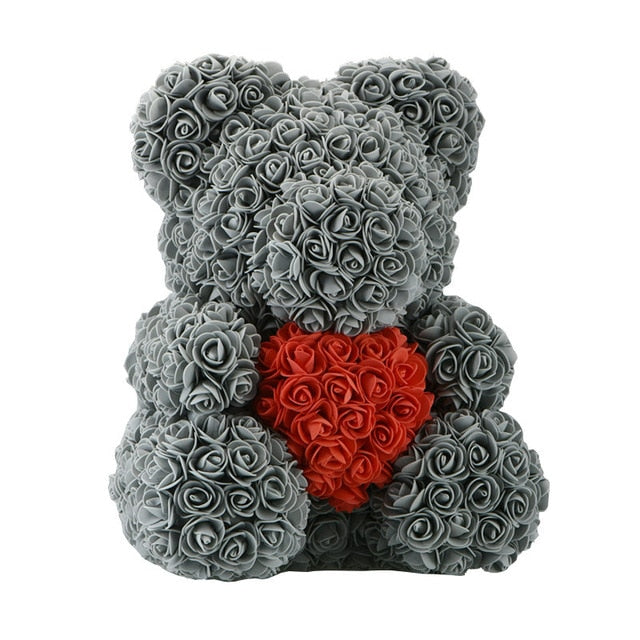 40cm Bear Of Roses with Box Artificial Flowers Teddy Rose Bears Wedding New Year Christmas Valentine Gift Dropshipping - A Woman Knows Best
