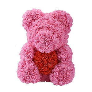 40cm Bear Of Roses with Box Artificial Flowers Teddy Rose Bears Wedding New Year Christmas Valentine Gift Dropshipping - A Woman Knows Best