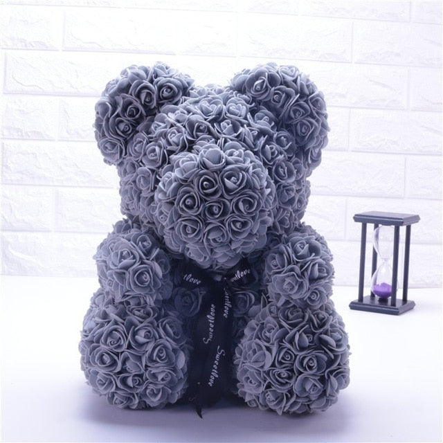 40cm Bear Of Roses with Box Artificial Flowers Teddy Rose Bears Wedding New Year Christmas Valentine Gift Dropshipping - A Woman Knows Best