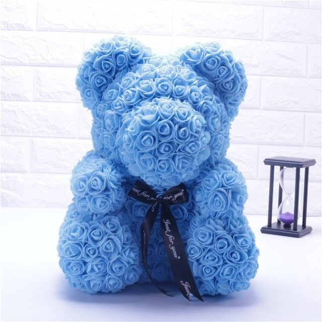 40cm Bear Of Roses with Box Artificial Flowers Teddy Rose Bears Wedding New Year Christmas Valentine Gift Dropshipping - A Woman Knows Best