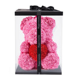 40cm Bear Of Roses with Box Artificial Flowers Teddy Rose Bears Wedding New Year Christmas Valentine Gift Dropshipping - A Woman Knows Best