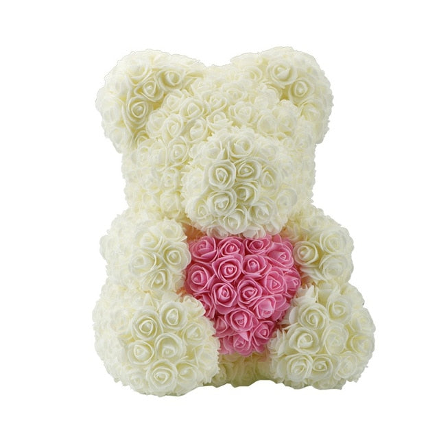 40cm Bear Of Roses with Box Artificial Flowers Teddy Rose Bears Wedding New Year Christmas Valentine Gift Dropshipping - A Woman Knows Best