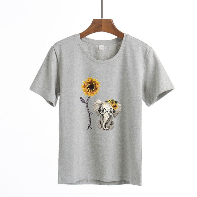 2021 Women casual Harajuku fashion t-shirt feather print loose o-neck short sleeve elastic stretched summer home new Tee Shirt - A Woman Knows Best