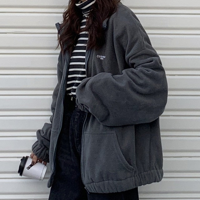 Hoodies Women Zip-up Turn-down Collar Printed Pocket Long Sleeve Korean Style New Trendy Casual BF Ulzzang Harajuku Womens Daily - A Woman Knows Best