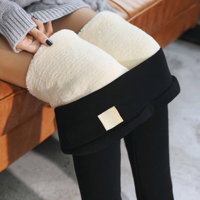 CHRLEISURE Warm Women's Plus Velvet Winter Leggings Ankle-Length Keep Warm Solid Pants High Waist Large Size Women Leggings - A Woman Knows Best