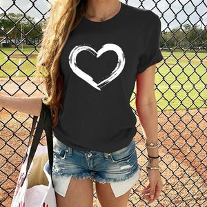 Harajuku Heart Print T Shirt Women Short Sleeve O Neck Loose Tshirt 2020 Summer Tee Tops Short Sleeve Female Camisetas Mujer - A Woman Knows Best