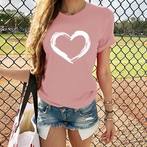 Harajuku Heart Print T Shirt Women Short Sleeve O Neck Loose Tshirt 2020 Summer Tee Tops Short Sleeve Female Camisetas Mujer - A Woman Knows Best