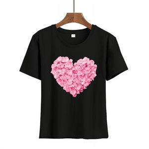 Harajuku Heart Print T Shirt Women Short Sleeve O Neck Loose Tshirt 2020 Summer Tee Tops Short Sleeve Female Camisetas Mujer - A Woman Knows Best