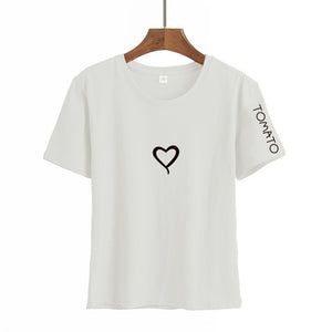 Harajuku Heart Print T Shirt Women Short Sleeve O Neck Loose Tshirt 2020 Summer Tee Tops Short Sleeve Female Camisetas Mujer - A Woman Knows Best