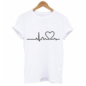 Harajuku Heart Print T Shirt Women Short Sleeve O Neck Loose Tshirt 2020 Summer Tee Tops Short Sleeve Female Camisetas Mujer - A Woman Knows Best