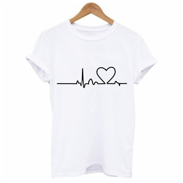 Harajuku Heart Print T Shirt Women Short Sleeve O Neck Loose Tshirt 2020 Summer Tee Tops Short Sleeve Female Camisetas Mujer - A Woman Knows Best