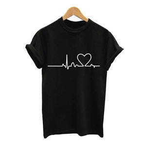 Harajuku Heart Print T Shirt Women Short Sleeve O Neck Loose Tshirt 2020 Summer Tee Tops Short Sleeve Female Camisetas Mujer - A Woman Knows Best