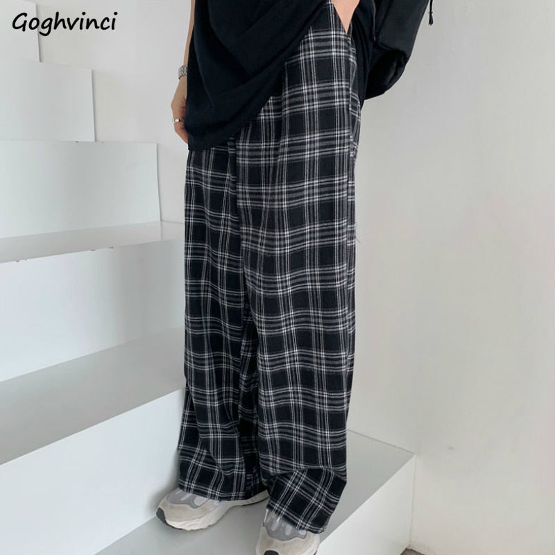 Plaid Pants Women Casual Chic Oversize 3XL Loose Wide Leg Trousers Ins Retro Teens Harajuku Hip-hop All-match Unisex Streetwear - A Woman Knows Best