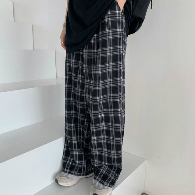 Plaid Pants Women Casual Chic Oversize 3XL Loose Wide Leg Trousers Ins Retro Teens Harajuku Hip-hop All-match Unisex Streetwear - A Woman Knows Best