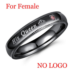 AZIZ BEKKAOUI DIY Couple Rings Black Her King and His Queen Stainless Steel Wedding Rings for Women Men Jewelry Dropshipping - A Woman Knows Best