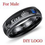 AZIZ BEKKAOUI DIY Couple Rings Black Her King and His Queen Stainless Steel Wedding Rings for Women Men Jewelry Dropshipping - A Woman Knows Best