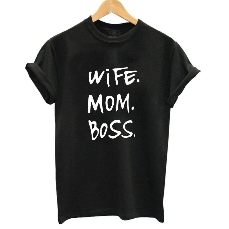 Wife mom boss print t shirt women casual cool summer t-shirt women short sleeve Tshirt - A Woman Knows Best