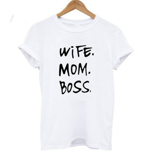 Wife mom boss print t shirt women casual cool summer t-shirt women short sleeve Tshirt - A Woman Knows Best