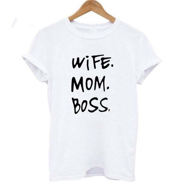Wife mom boss print t shirt women casual cool summer t-shirt women short sleeve Tshirt - A Woman Knows Best
